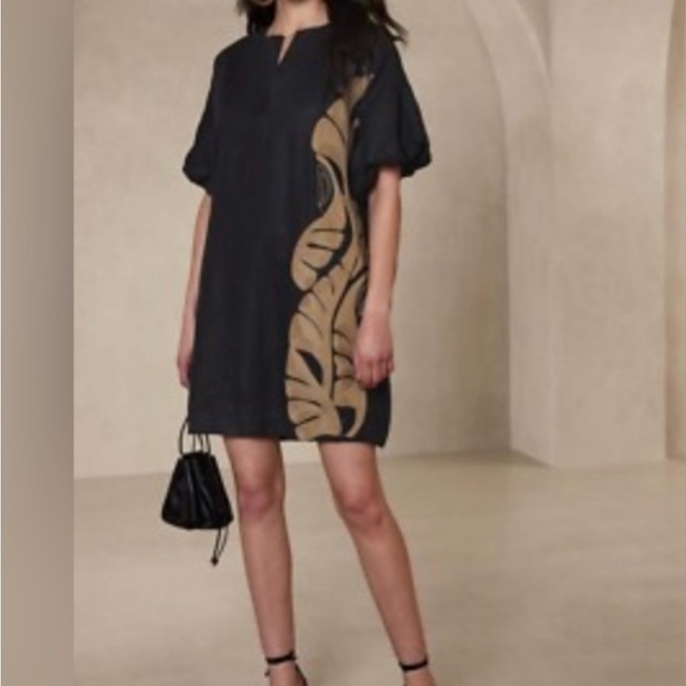 Banana Republic Black and Tan Mini Dress